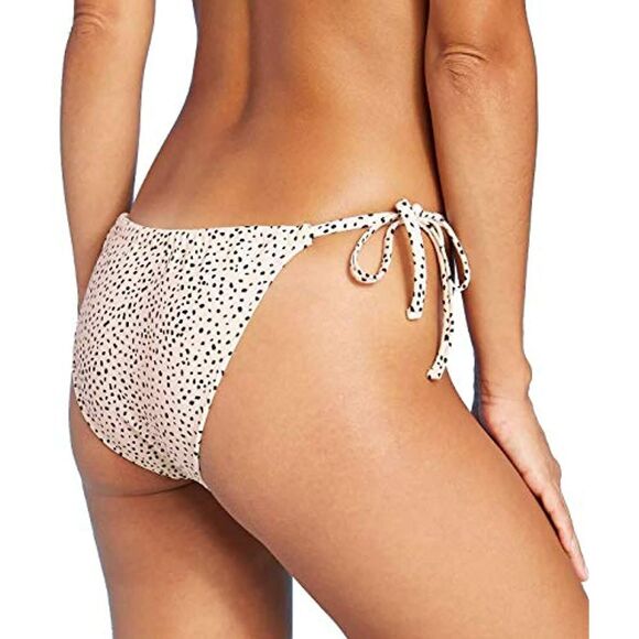 Xhilaration High Leg String Bikini Bottom Cream Dot Print XL Scoop Waist Tie - Picture 9 of 10